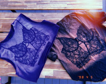Bleached corset bra shirt - all one of a kind