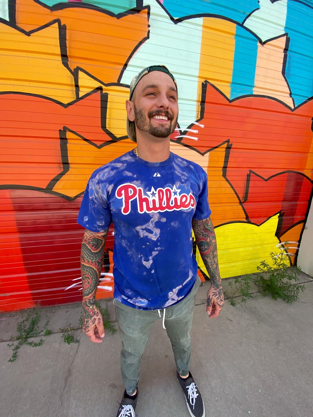 Philadelphia Phillies, Philadelphia Phillies Tshirt, Bleached Tshirt