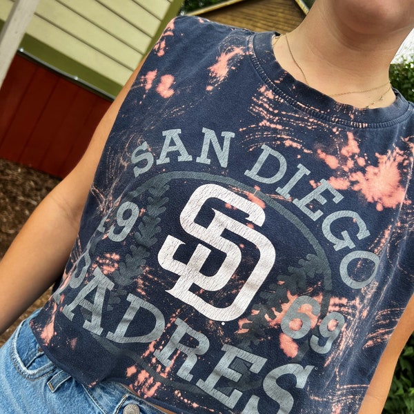 San Diego Padres tshirt, Padres, San Diego Padres, baseball shirt, Padres shirt, Padres tshirt, bleached sportswear, padres crop top, mlb