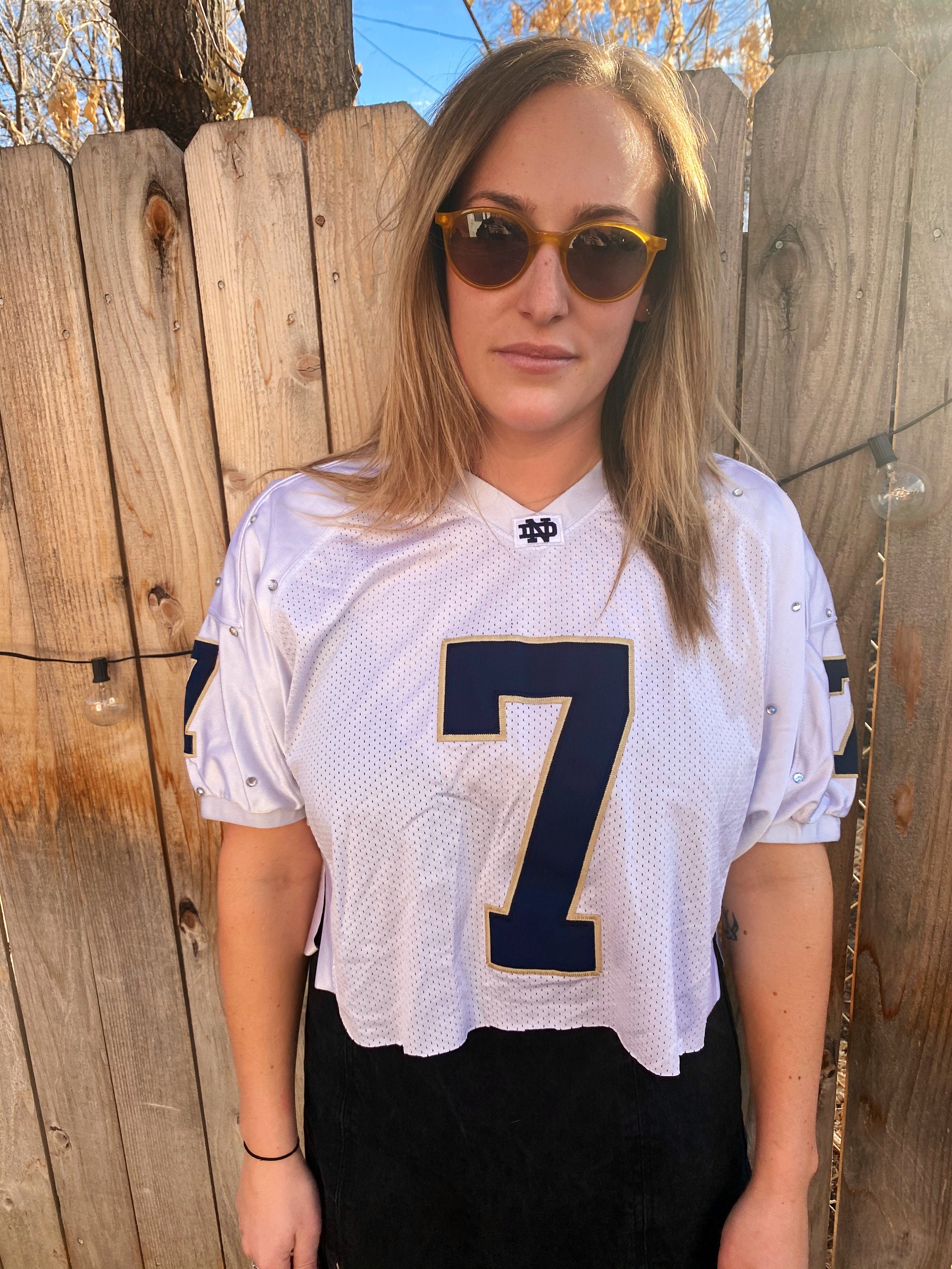 Cropped jersey nd Norte dame jersey bedazzled jersey Etsy