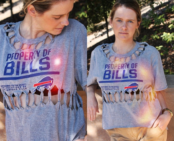 Buffalo Bills Top, Distressed Top, Nfl Womens Clothing, Nfl Fashion,  Recycled Top, Bills Top, Football Gear, Sportswear 