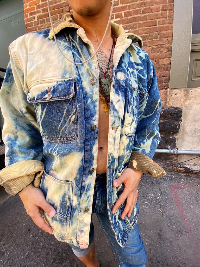 Bleached denim jacket bleached denim oversized denim jacket Etsy