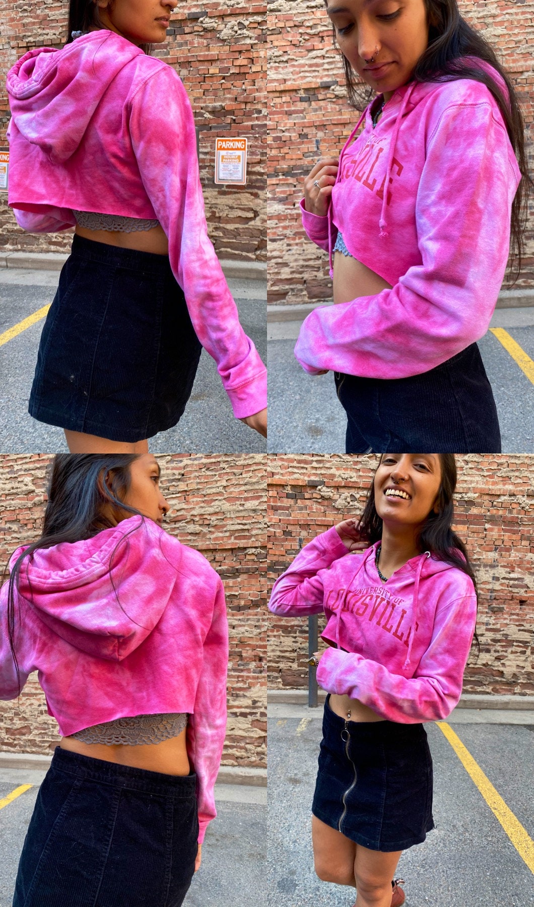 rag2swagg Louisville Cropped Hoodie, Cropped Hoodie, Louisville, Louisville Crop Top, Tie Dyed Crop Top, Tie Dyed Sweatshirt, Tie Dyed College Top