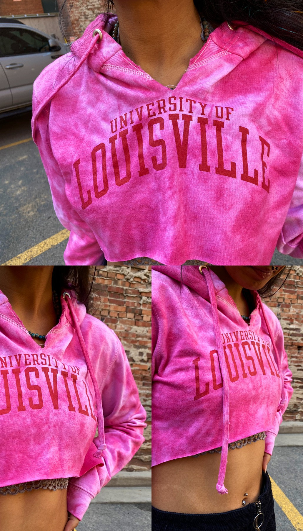 rag2swagg Louisville Cropped Hoodie, Cropped Hoodie, Louisville, Louisville Crop Top, Tie Dyed Crop Top, Tie Dyed Sweatshirt, Tie Dyed College Top