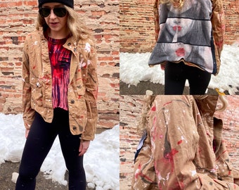 streetwear, streetwear fashion, streetwear jacket, trendy jacket, hand sewn jacket, splatter paint jacket, splatter paint, handmade jacket