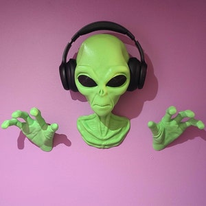 3D-geprinte buitenaardse hoofdtelefoonhouder muurbevestiging