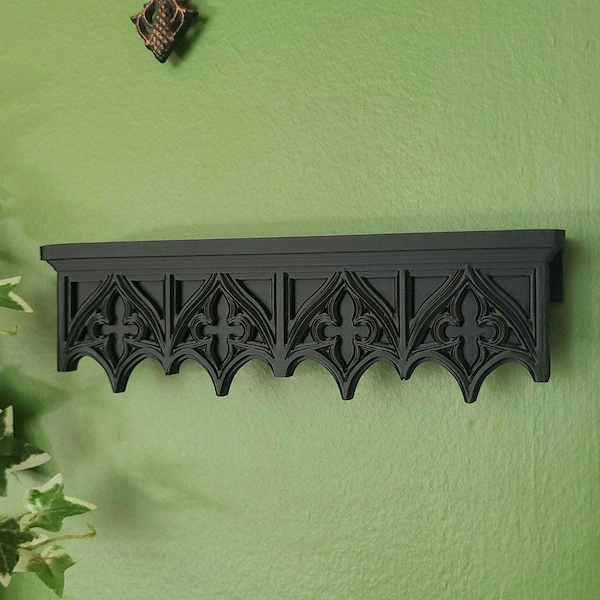 3D Printed Customizable Cathedral Inspired Gothic Hanging Wall Shelf