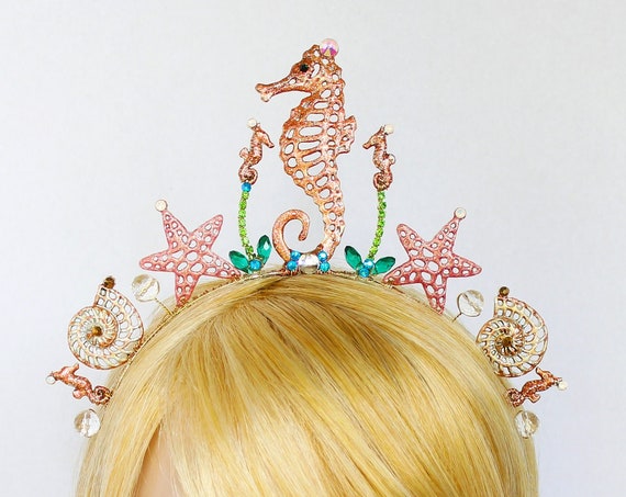 Mermaid Crown Starfish Headband Seashell Bridal headpiece Seahorse Tiara Under the sea Destination Beach Wedding Headband