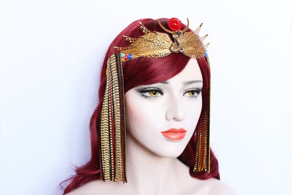 Gold Cleopatra Crown Egyptian Goddess Snake Headpiece Queen of snakes headdress Wedding Tiara Burlesque Photo Prop