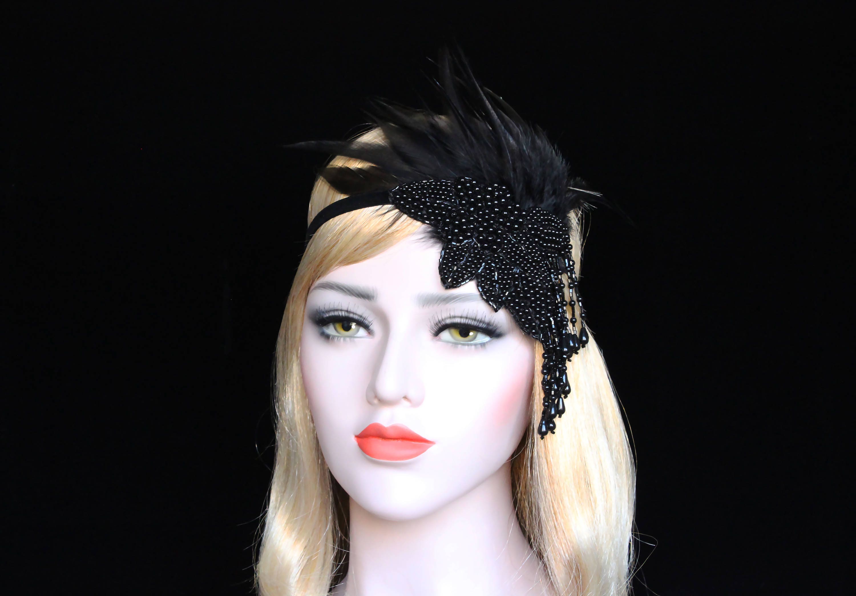 Gatsby 1920s Headpiece 20s White Feather Flapper Headband The