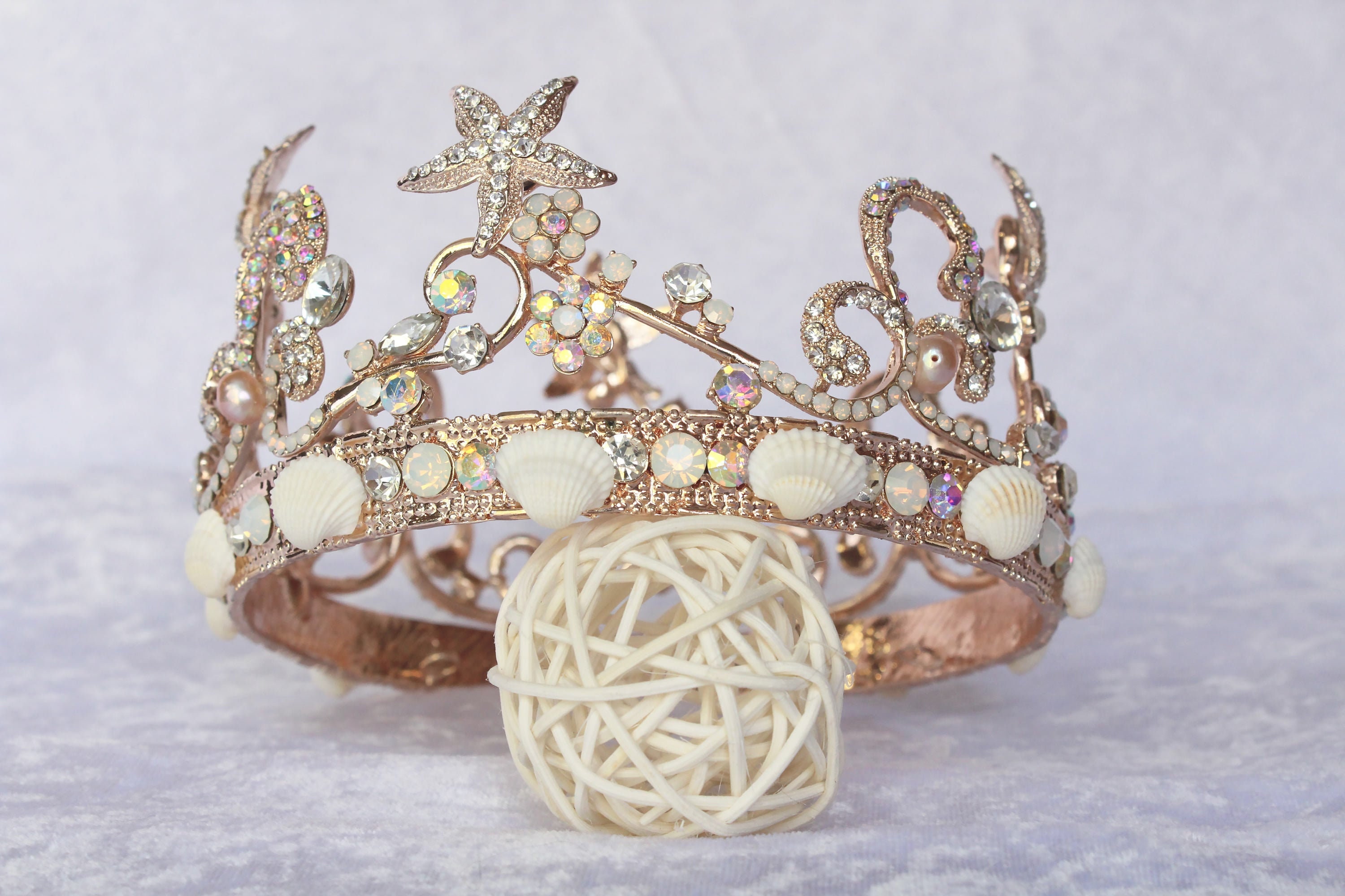Mermaid Crown Seashell Tiara Rose gold Mermaid Headpiece Wedding Tiara