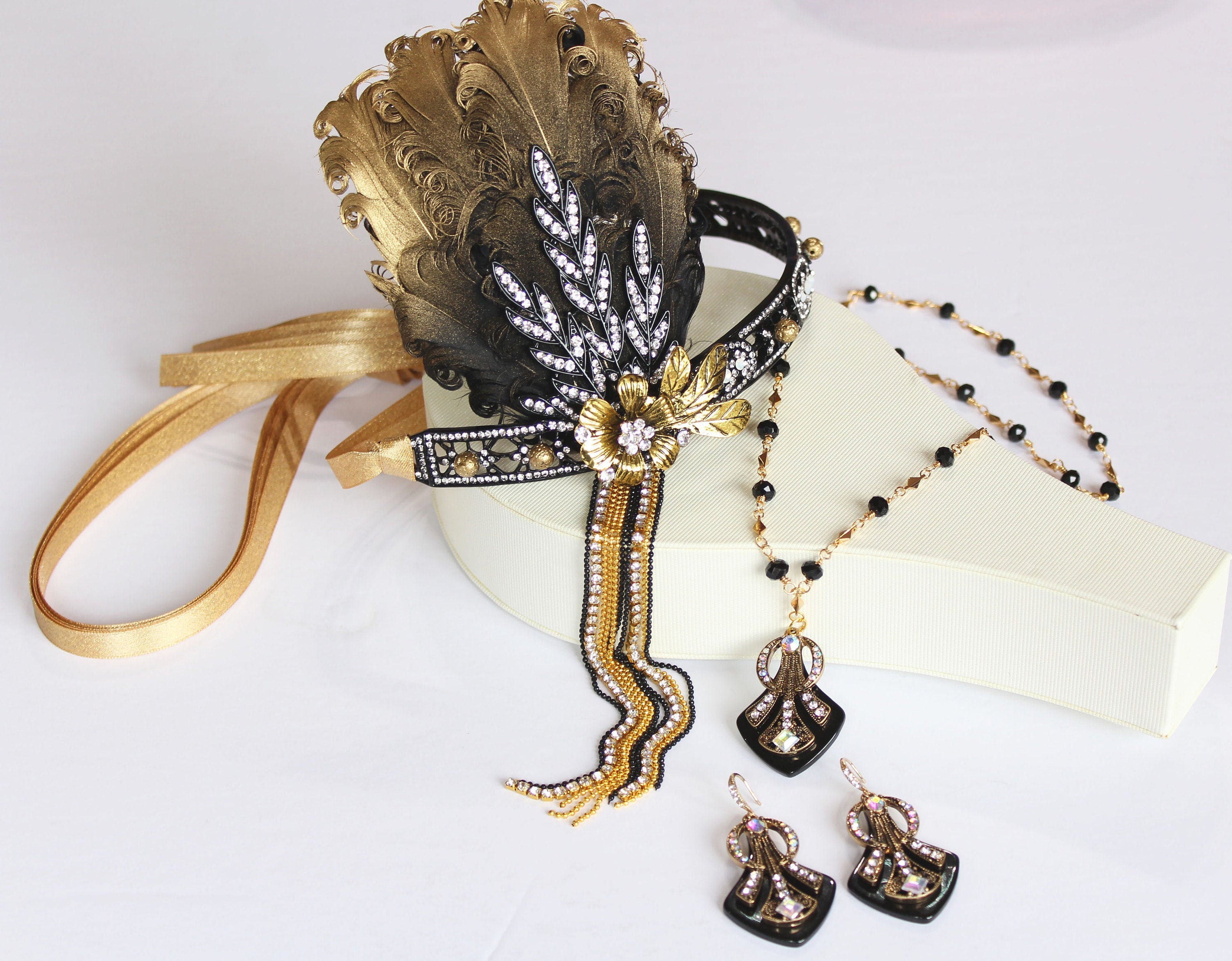 Great Gatsby Headpiece Art Deco Wedding Jewelry Set