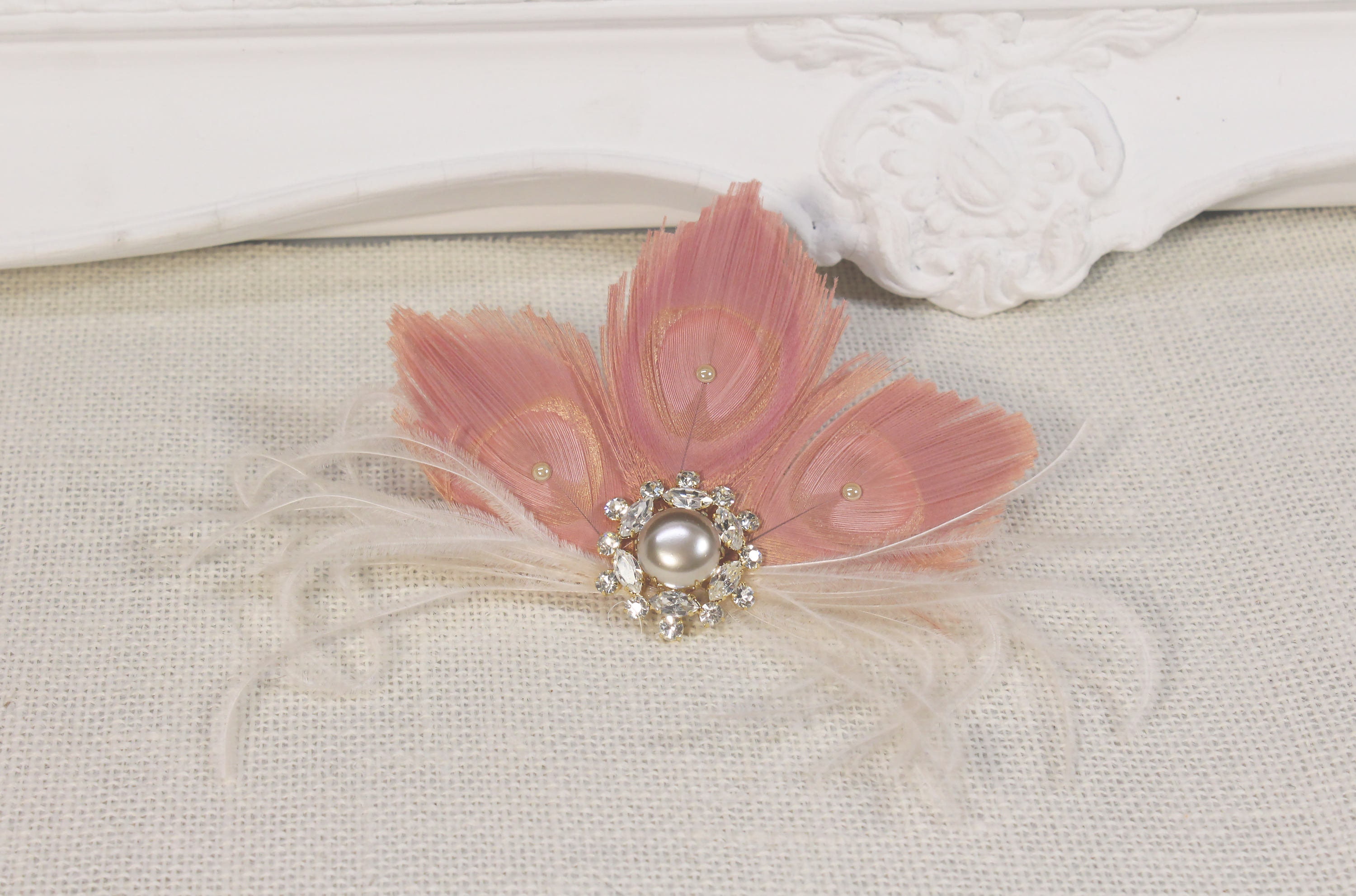 1920s headpiece Pink Feather Fascinator 