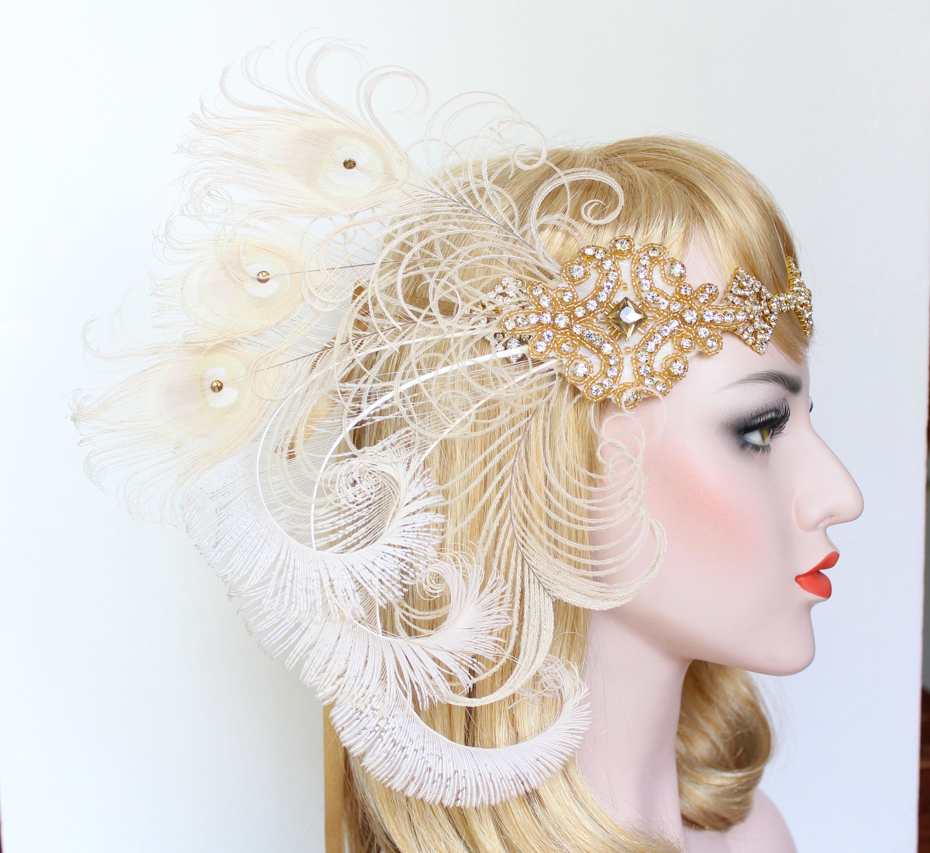 Women S Hair Accessories Flapper Headband Peacock Great Gatsby