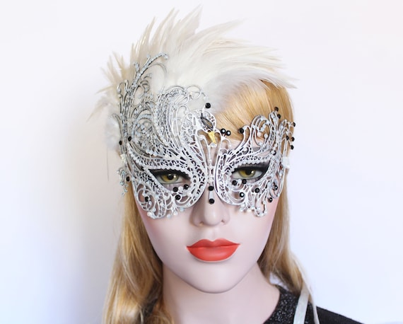 White Swan Masquerade Mask Feather Masquerade Wedding Mask White Bird Mask Crystal Masquerade Party Mask for Wedding Dress