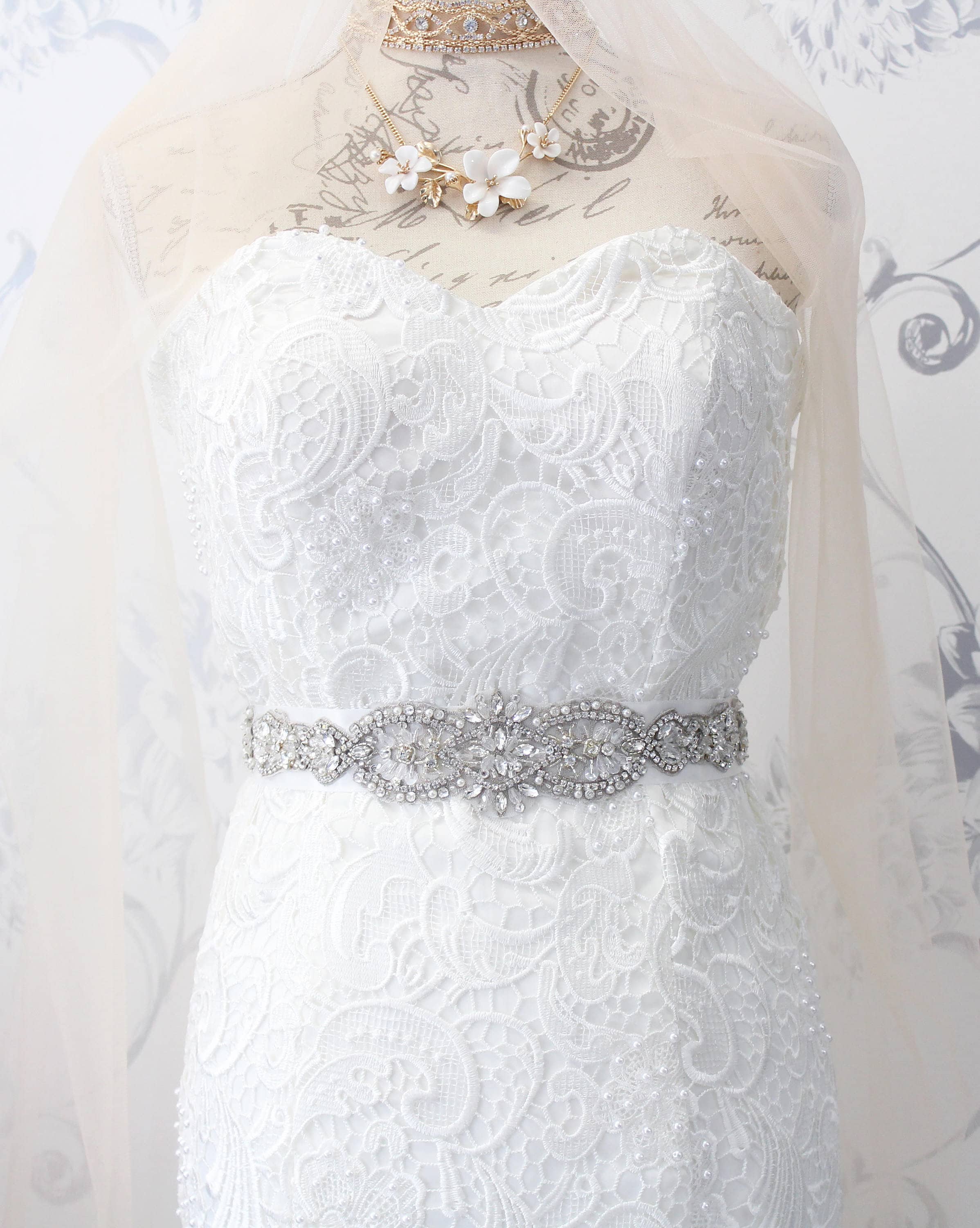 Vintage Crystal Wedding Sash Beaded Bridal Belt Wedding Dress