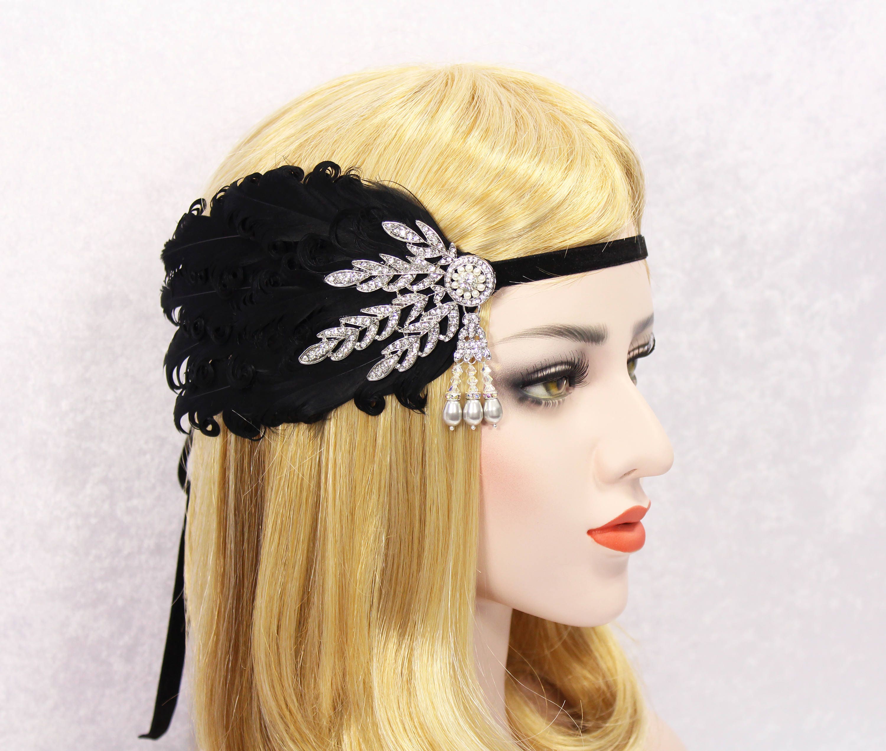 Gatsby Headpiece Feather Flapper Headband 1920s Headpiece