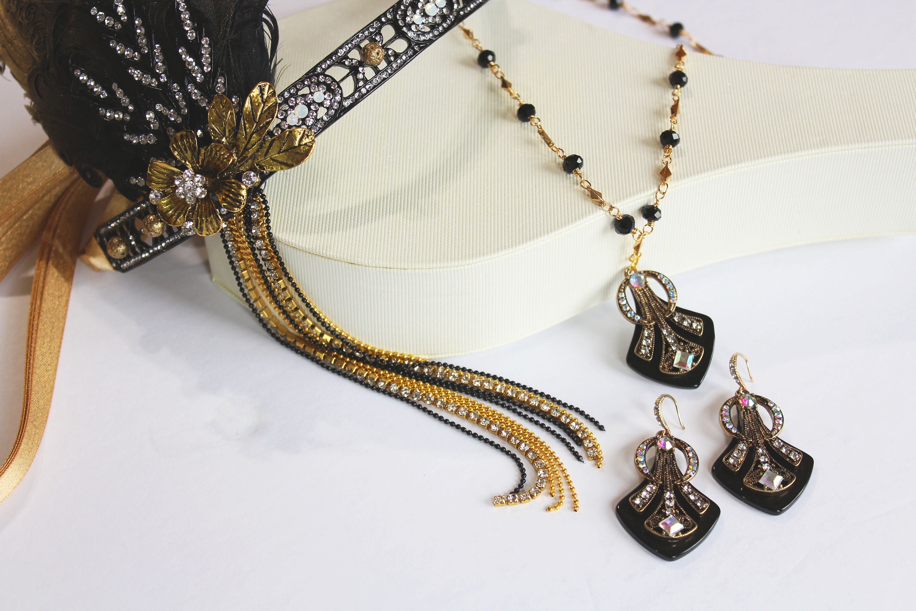 Great Gatsby Headpiece Art Deco Wedding Jewelry Set