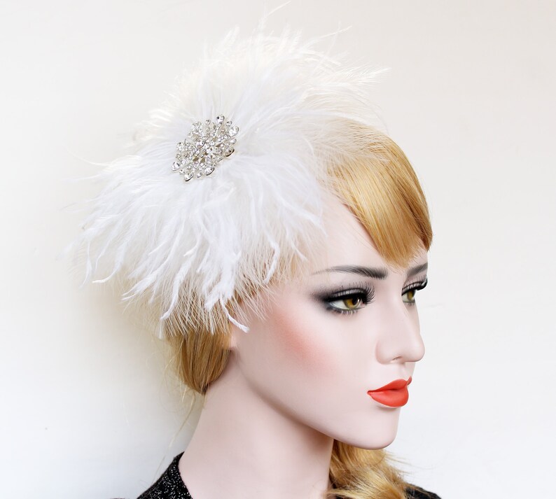 Gatsby Beaded Cap Wedding Headpiece 1920s vintage headband Feather headdress great Gatsby flapper roaring 20s dress Gatsby wedding dress
