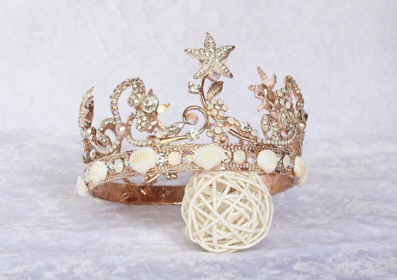 Mermaid Crown Seashell Tiara Rose gold Mermaid Headpiece Wedding Tiara Crown Beach Destination Wedding Under the Sea Bachelorette Hen Party