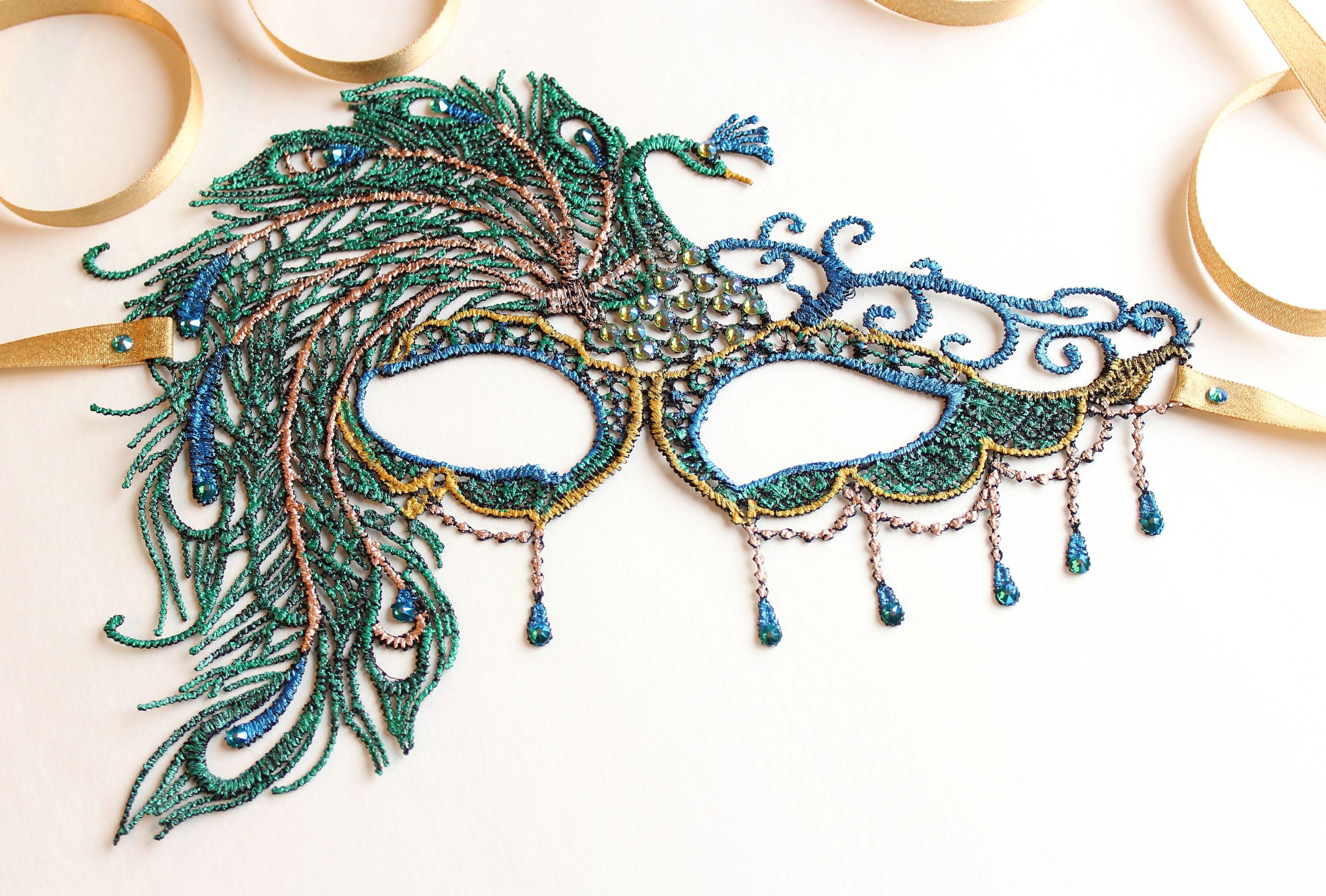 Peacock Masquerade Mask sexy Peacock Feather Mask Women Mardi Gras Lace