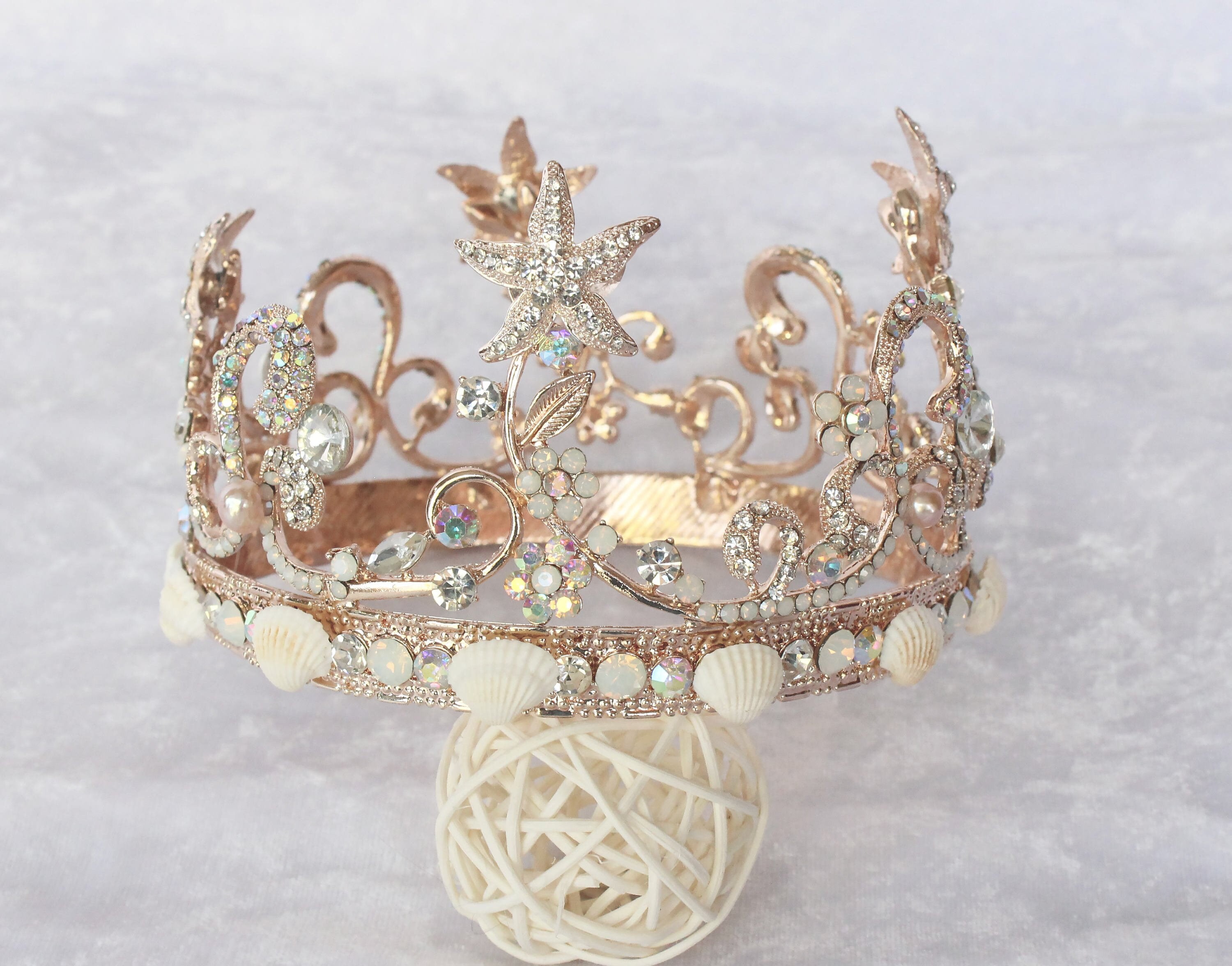 Mermaid Crown Seashell Tiara Rose gold Mermaid Headpiece Wedding Tiara