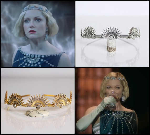 Art Deco Starburst Crown Tiara Authentic Screen-Used "Iris Vos" Archive 81 TV Netflix Series