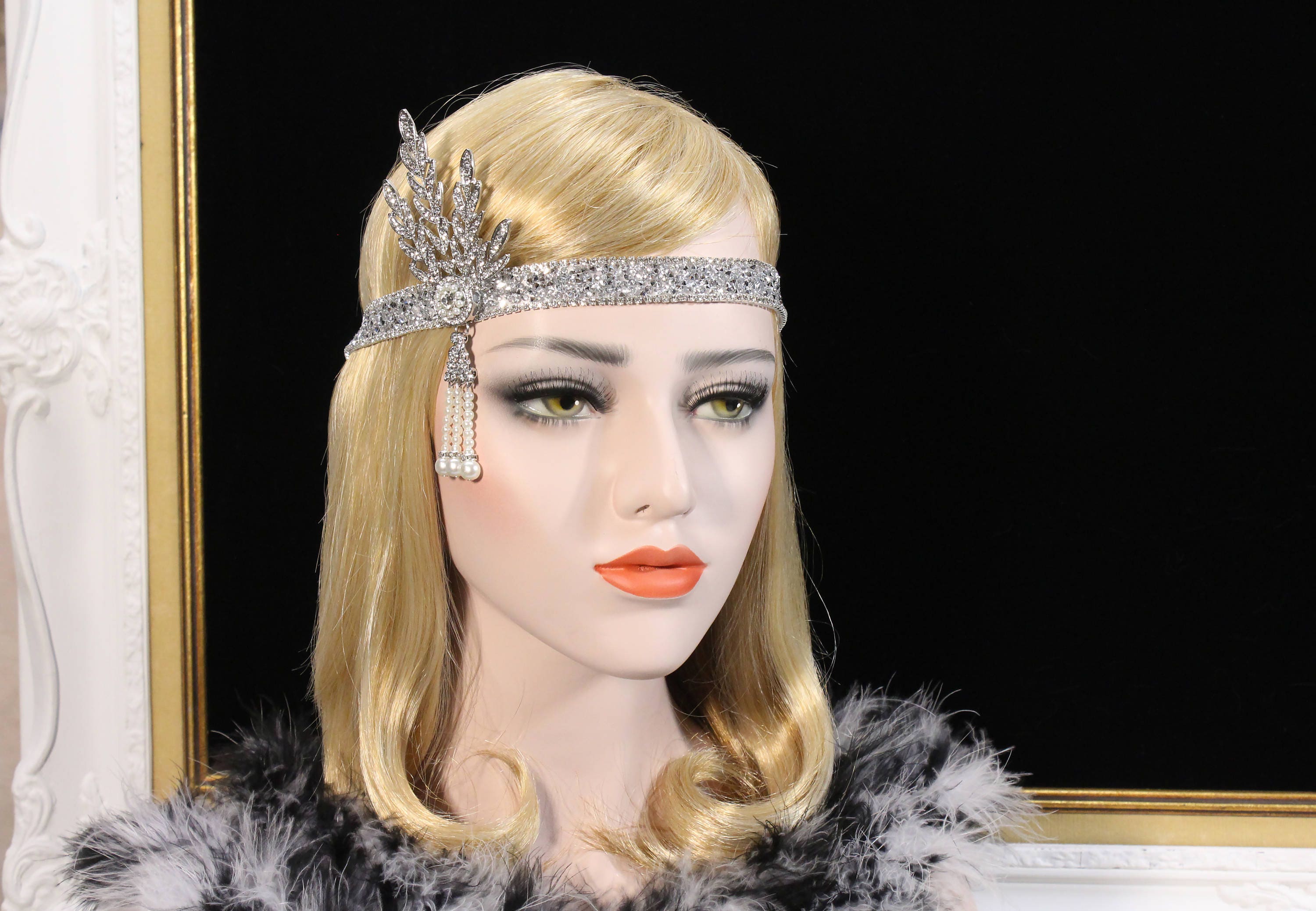 Great Gatsby Headpiece Flapper Headband roaring 20s wedding headpiece