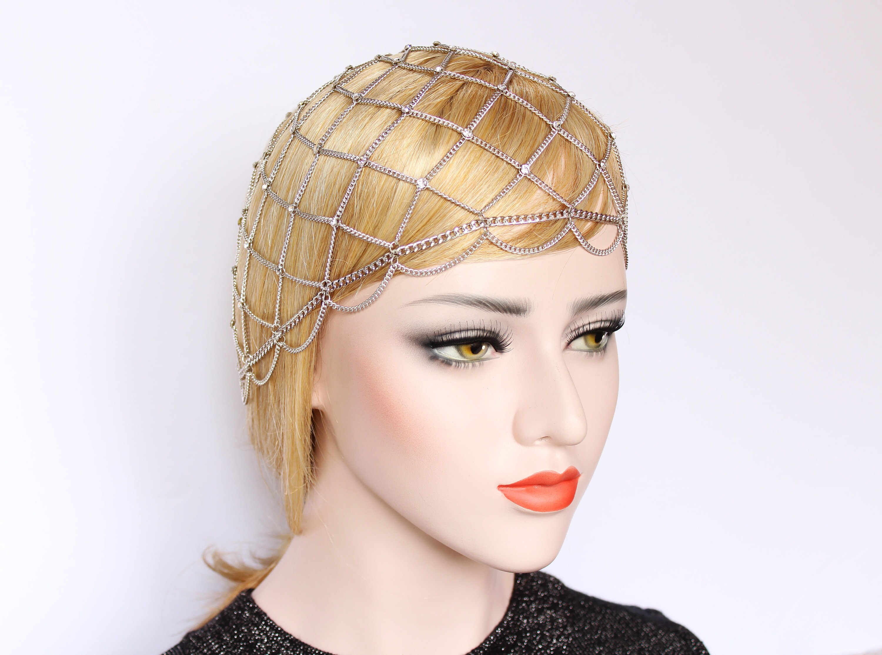 Silver Crystal Headpiece Gatsby Wedding Hair Piece 1920s Dress