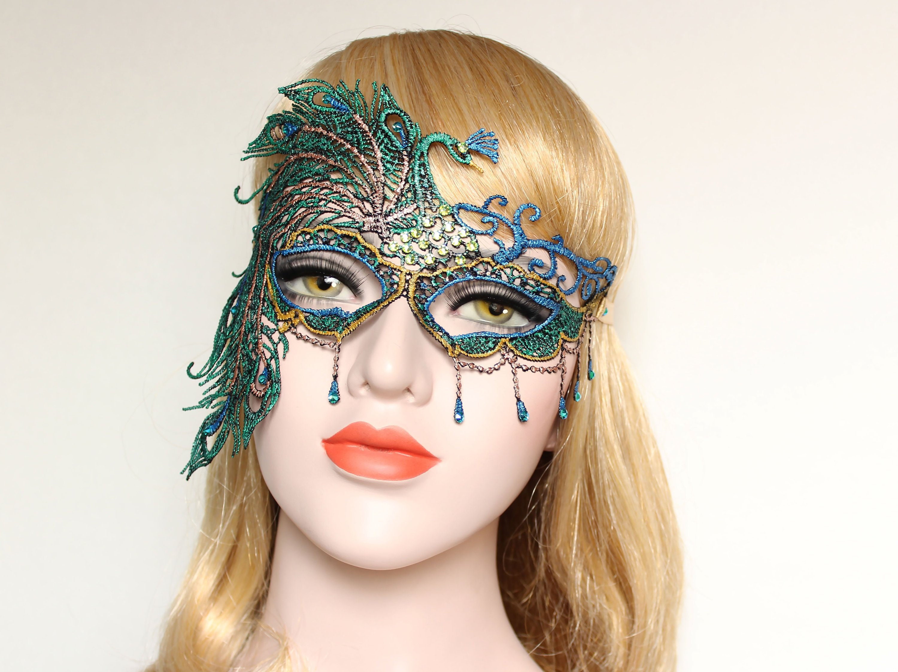 Crystal Masquerade Mask Peacock Feather Mask Fifty Shades Etsy