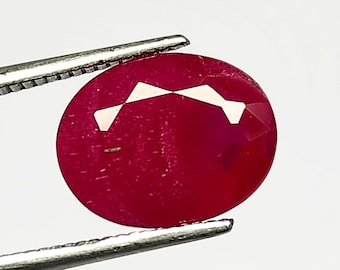 Oval Faceted Lab Created Ruby Gemstone, Loose Stone (10x8x4mm)