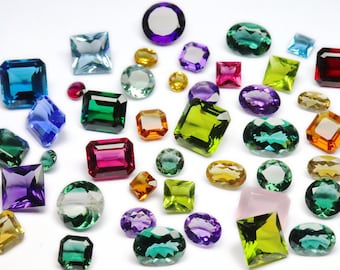Bulk Semi precious Faceted Gemstones Wholesale Lot, Mixed Loose Gemstones, Assorted Shape-Size-Weight, Hydro Quartz Multi Gemstones, 6-16mm