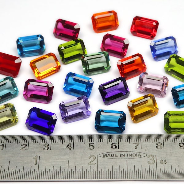 Lab semi precious Multi Gemstones Lot, Jewelry Making Loose Gemstones, Assorted Gemstone Bulk Lot, AAA Grade Mix Gemstones Lot - 14x10mm