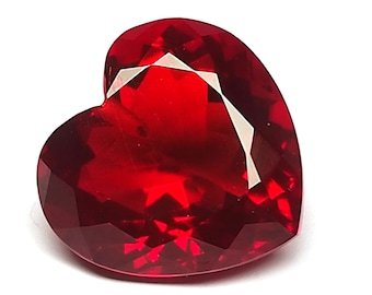 Lab Created Ruby Heart Cut Gemstone