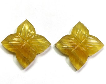 Fluorite Carved Stone, Pair Fluorite Carving Gemstone, Pair Matched Fluorite Jewelry Stone - 20x20x5mm