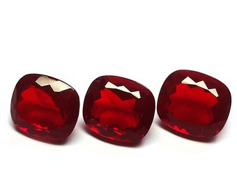 Lab Created Cushion Cut Ruby Gemstone, 12.25 Carat (16x14x9mm)