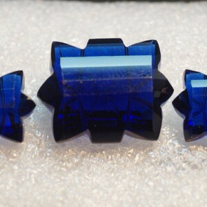 60% OFF 3 piece Set Blue Sapphire Carved Cut / Fancy Blue Sapphire / Carved Sapphire Gemstone / Sapphire Quartz 15x12 To 21x16 mm