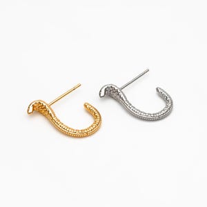 10pcs Gold/ Silver Cobra Snake Earrings, Minimalist Snake Stud Earrings (GB-4343)