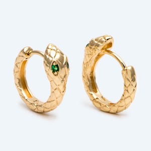 4pcs Gold Snake Hoop Earrings, Snake Huggie Hoops (GB-2629)