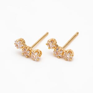 4pcs CZ Pave Gold Star Earrings, Dainty Star Stud Earrings (GB-4410)