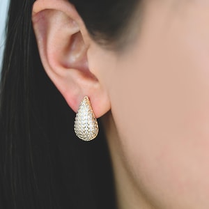 4 Stück CZ Pave Teardrop Ohrringe, Wassertropfen Ohrstecker (GB-4245)
