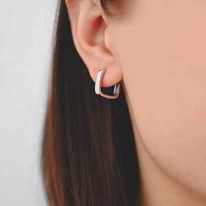 10pcs Gold/ Silver Square Huggie Earrings, Minimalist Hoop Earring Components (GB-2870)