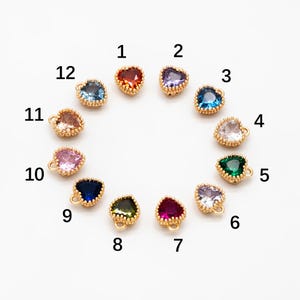 10 sztuk CZ Pave Heart Birthstone Charms, Kryształowe Charms (GB-3755)