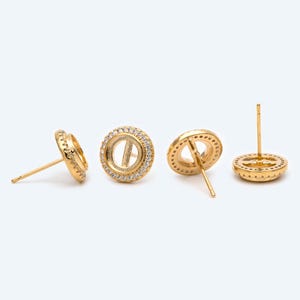 10pcs CZ Pave Round Earrings, Circle Ring Stud Earrings (#GB-1757)