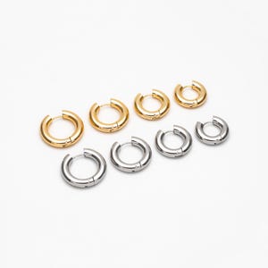 4pcs Gold/ Silver Tone Huggie Earrings, Chunky Hoop Huggies, Stainless Steel Minimalist Earrings (GB-1484)