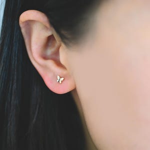 10pcs Gold/ Silver Tiny Butterfly Earrings, Minimalist Butterfly Ear Studs (GB-4217)