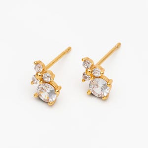 4pcs CZ Pave Round Earrings, Dainty Stud Earrings (GB-4011)