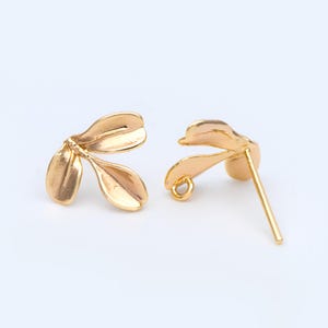 10pcs Gold/ Silver Tone Leaf Earring with Loop, Minimalist Stud Earrings (GB-1086)