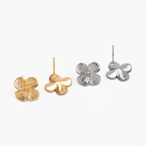 10pcs Gold/ Silver Flower Earring with Loop, Floral Stud Earrings (GB-4278)