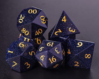 Blauwe zandsteen dobbelstenen set: edelsteen D&D dobbelstenen voor gamen op tafel